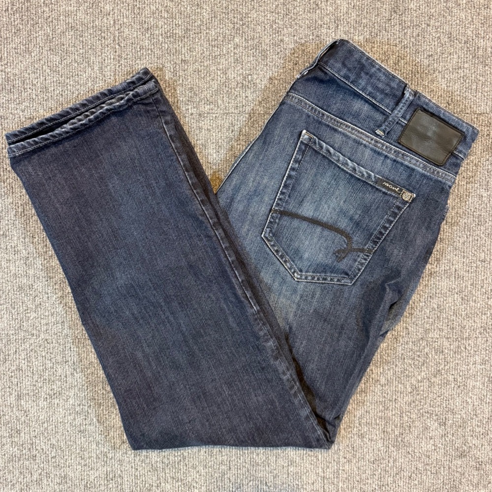 Mavi Jeans Matt Relaxed Straight Leg Dark Wash Denim Blue Jeans Mens 36x29